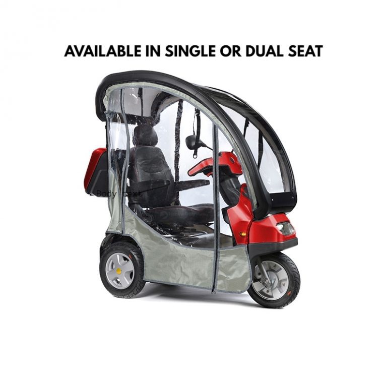 Red Afiscooter S3 Dual-Seat Fully-Enclosed All-Terrain 3-Wheel