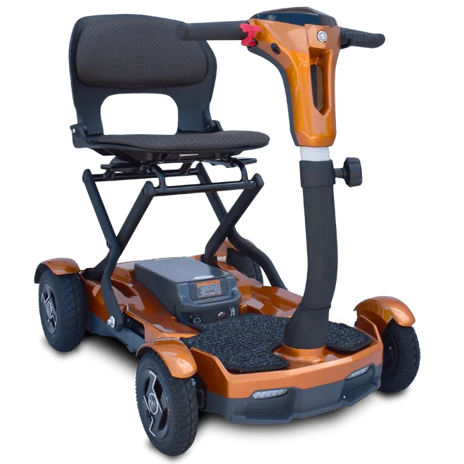 Metallic Gold Color of EV-Rider Teqno Heavy Duty Auto Folding Travel Mobility Scooter