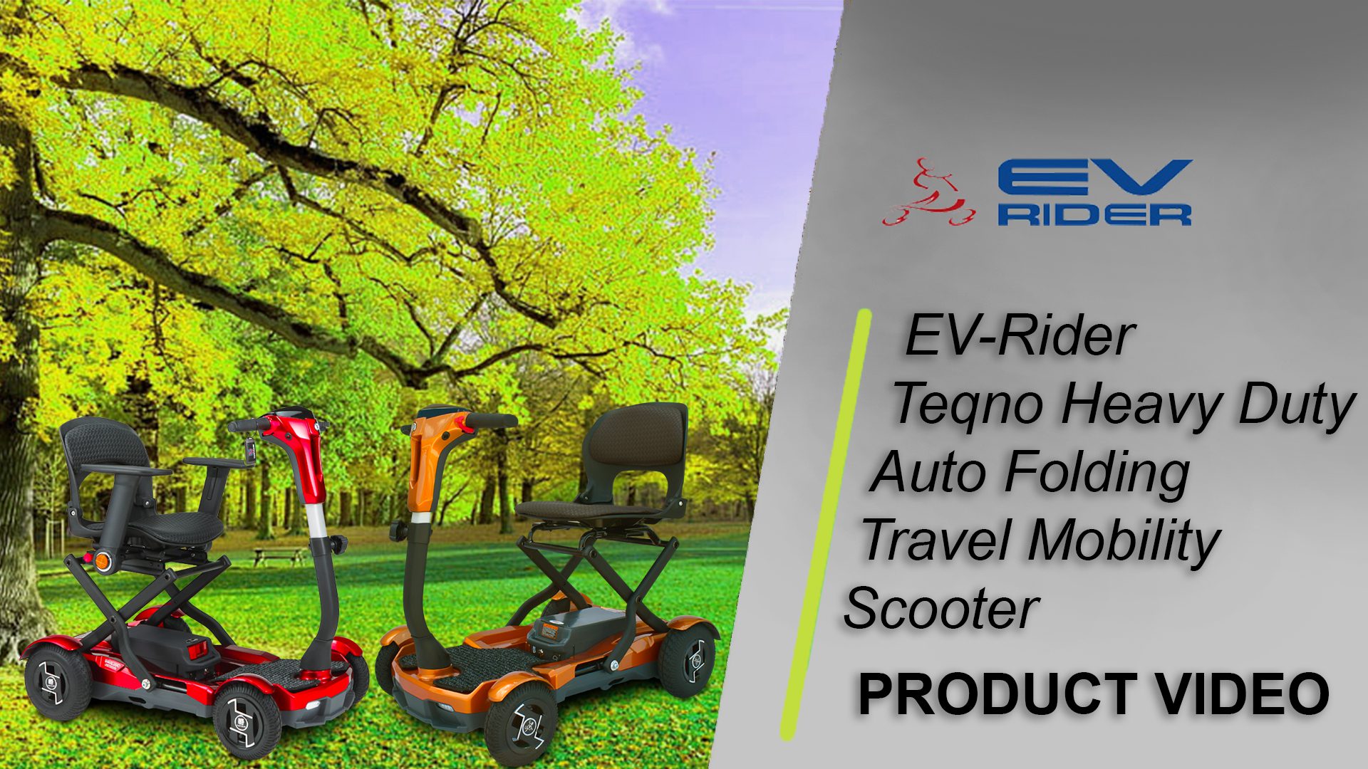 EV Rider Transport 4AF scooter in use and folded