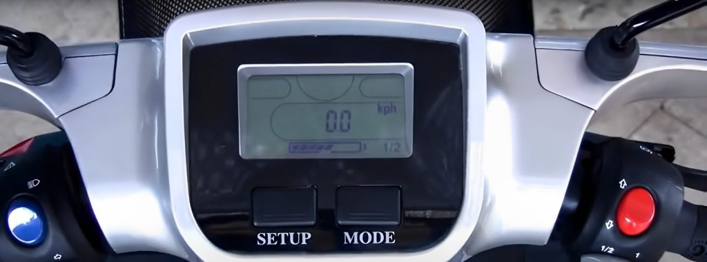 LCD screen displaying speed on mobility scooter