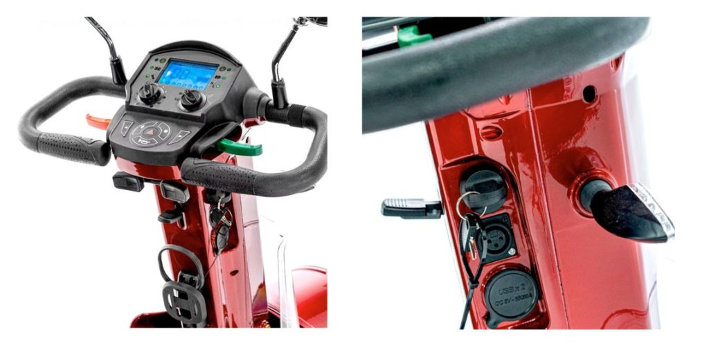 Gatsby mobility scooter easy-to-use controls and USB charging port