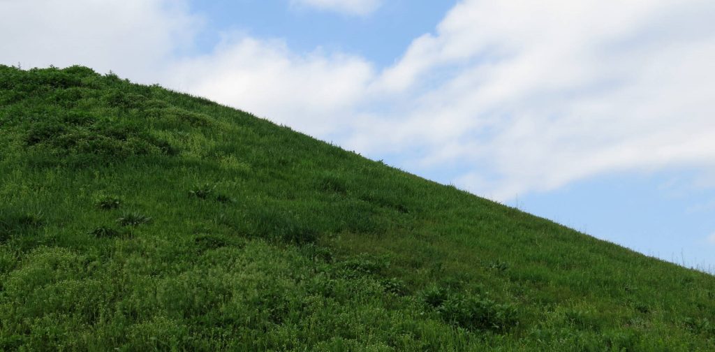 Steep hills in a rural landscape