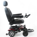 Side view of the Merits Junior wheelchair, showing its neat shape, comfortable design, and good wheels for easy and smooth movement