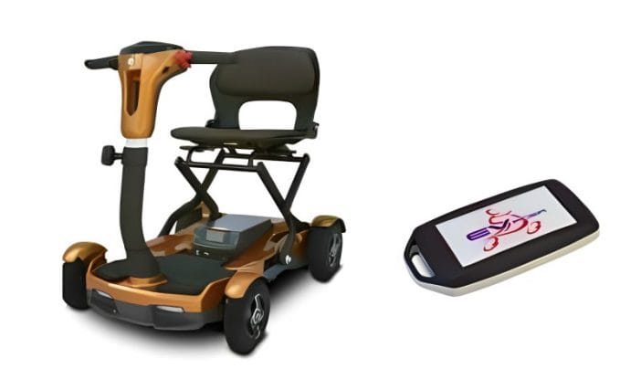 Key fob remote for an auto-folding mobility scooter