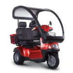 Red Afiscooter S3 Dual Seat Mobility Scooter with Canopy and Golf Tires