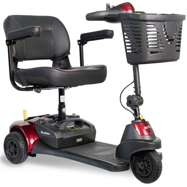 Red Merits Roadster 3 with black seat and front basket