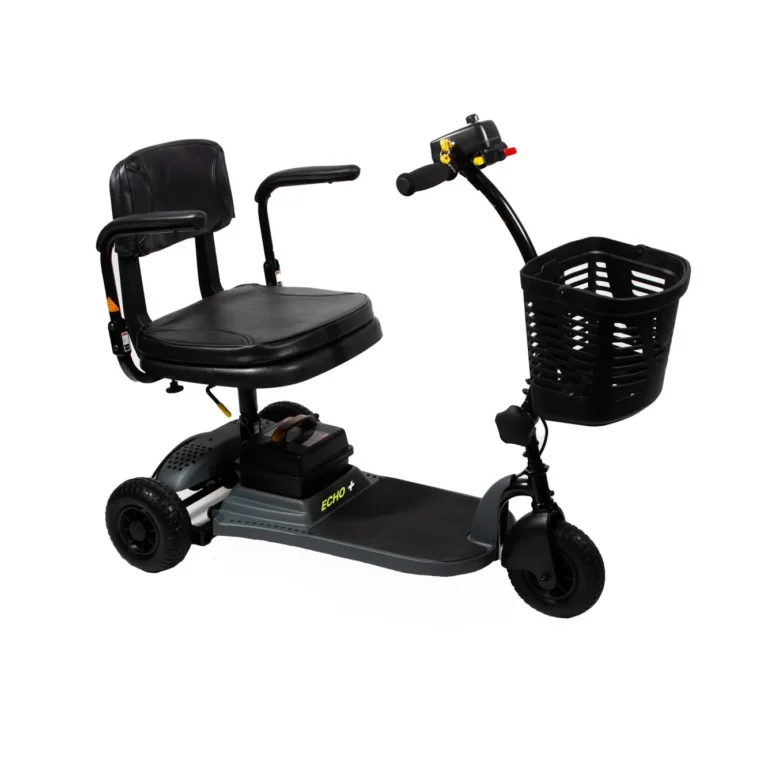 Shoprider Echo Plus SL73 lightweight 3-wheel travel mobility scooter in grey