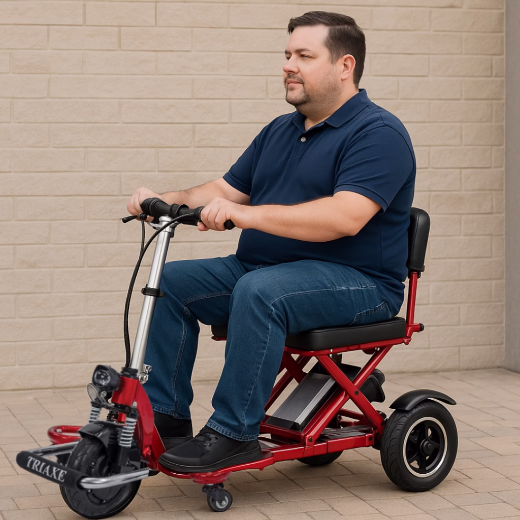 Enhance Mobility Triaxe Sport supports up to 350 lbs and folds easily