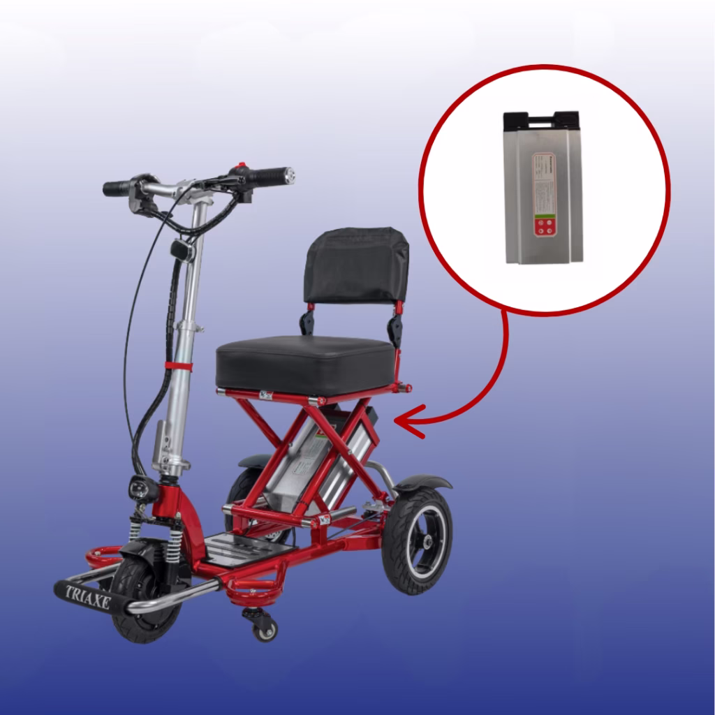 Enhance Mobility Triaxe Sport optional airline-approved lithium batteries