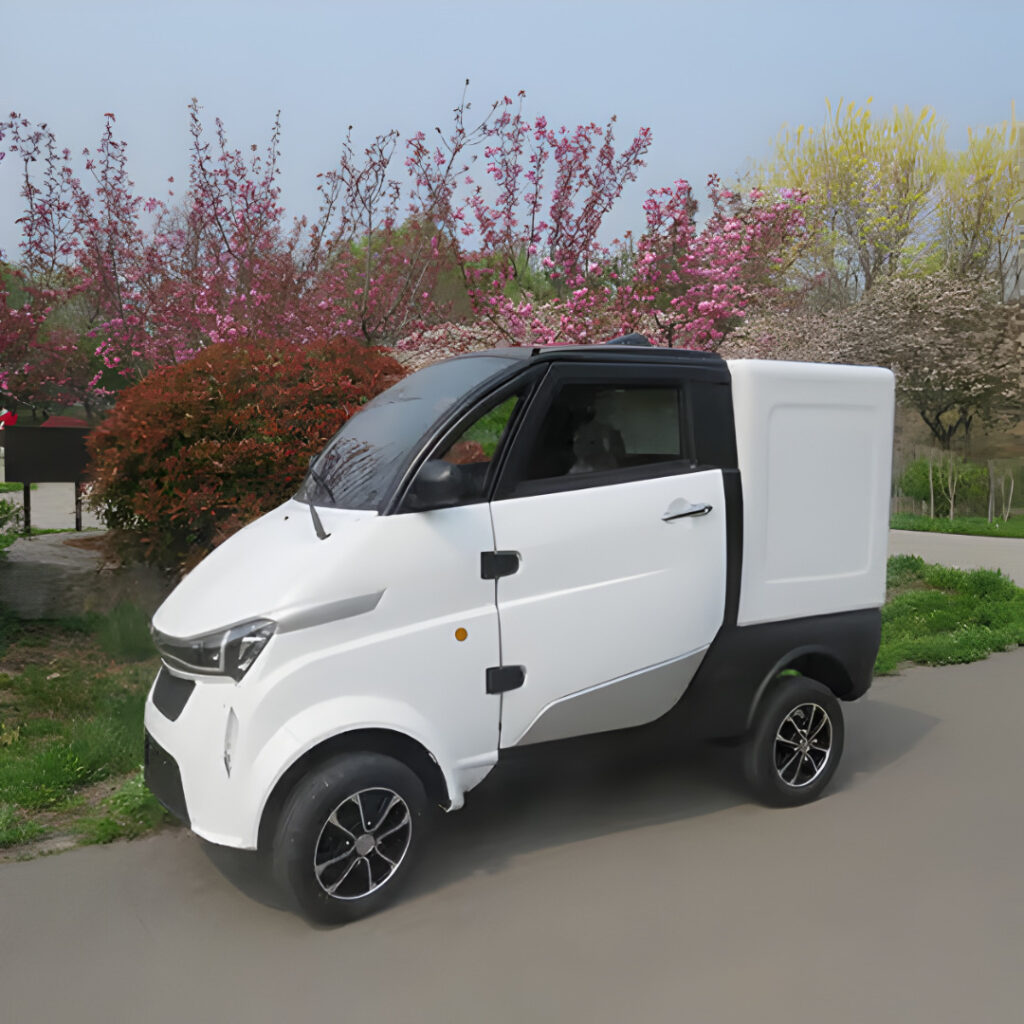 Green Transporter Electric Delivery Cargo Mini Truck side live view