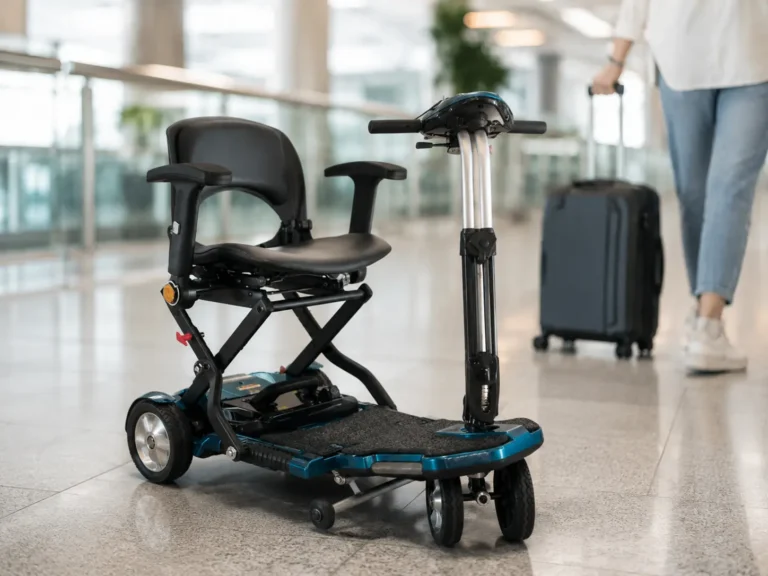 Folding and auto folding mobility scooters