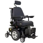 Merits Avid Velocity P325 power wheelchair in metallic black profile view
