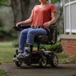 GoRide CRZ powerchair angled view showing joystick and orange accents