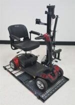 Mobility scooter loaded and secured on the Hold N Go US218 platform