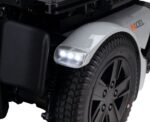 Axcel P335 front LED headlight and 14 inch drive wheel detail