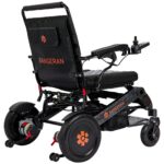 Rear three quarter view of the Bangeran Mammoth EX folding bariatric power wheelchair