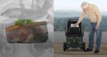 Robooter E40 underseat basket and seatback storage pocket in use
