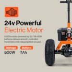 SuperHandy Electric Trailer Dolly - 24V 7Ah Battery, 2800 lb Towing Capacity (New Frame) view 3